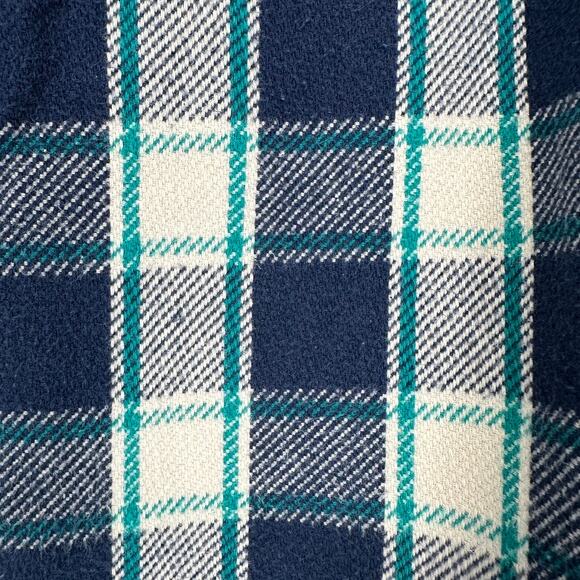 LL Bean Fleece Lined Flannel Shirt Womens MED Gorpcore Shacket Heavyweight Blue - Picture 6 of 12